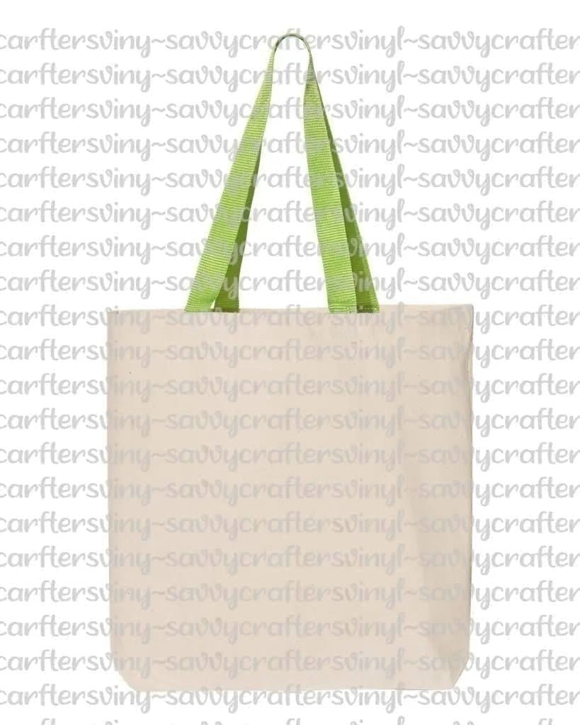 Canvas Tote with Multi Color Handles - Savvy Crafters Vinyl & Gifts