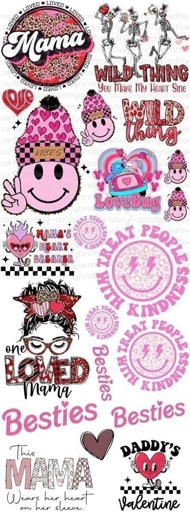 Heartbreaker Mama & Mini - Valentine's Gang Sheet 3 - Savvy Crafters Vinyl & Gifts