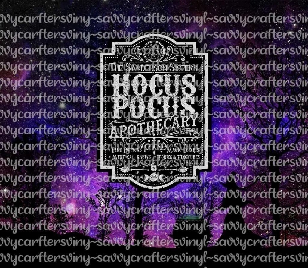 Hocus Pocus Apothecary Tumbler Straight Wrap 20oz - Savvy Crafters Vinyl & Gifts