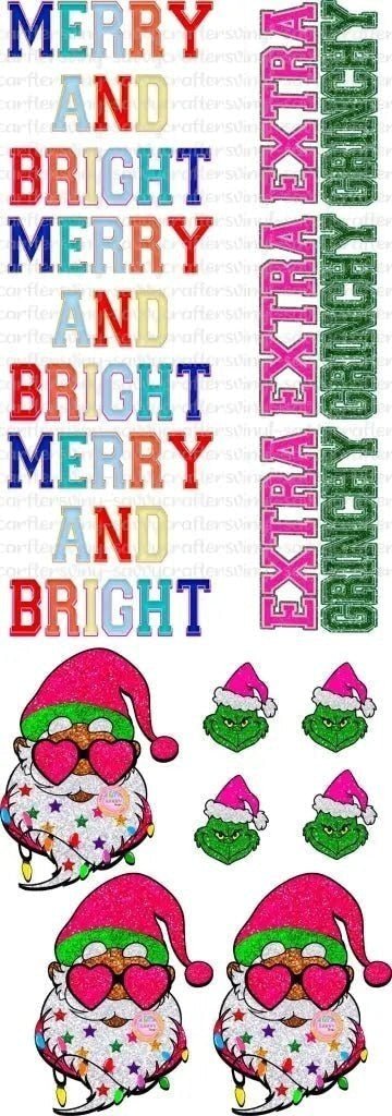 Merry and Bright Santa with Extra Grinchy Gang - Savvy Crafters Vinyl & Gifts
