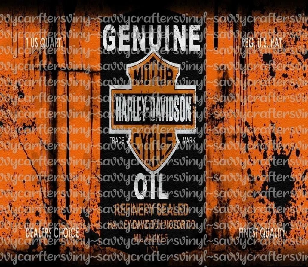 Orange Motorcycle Oil Tumbler wrap 20oz - Savvy Crafters Vinyl & Gifts