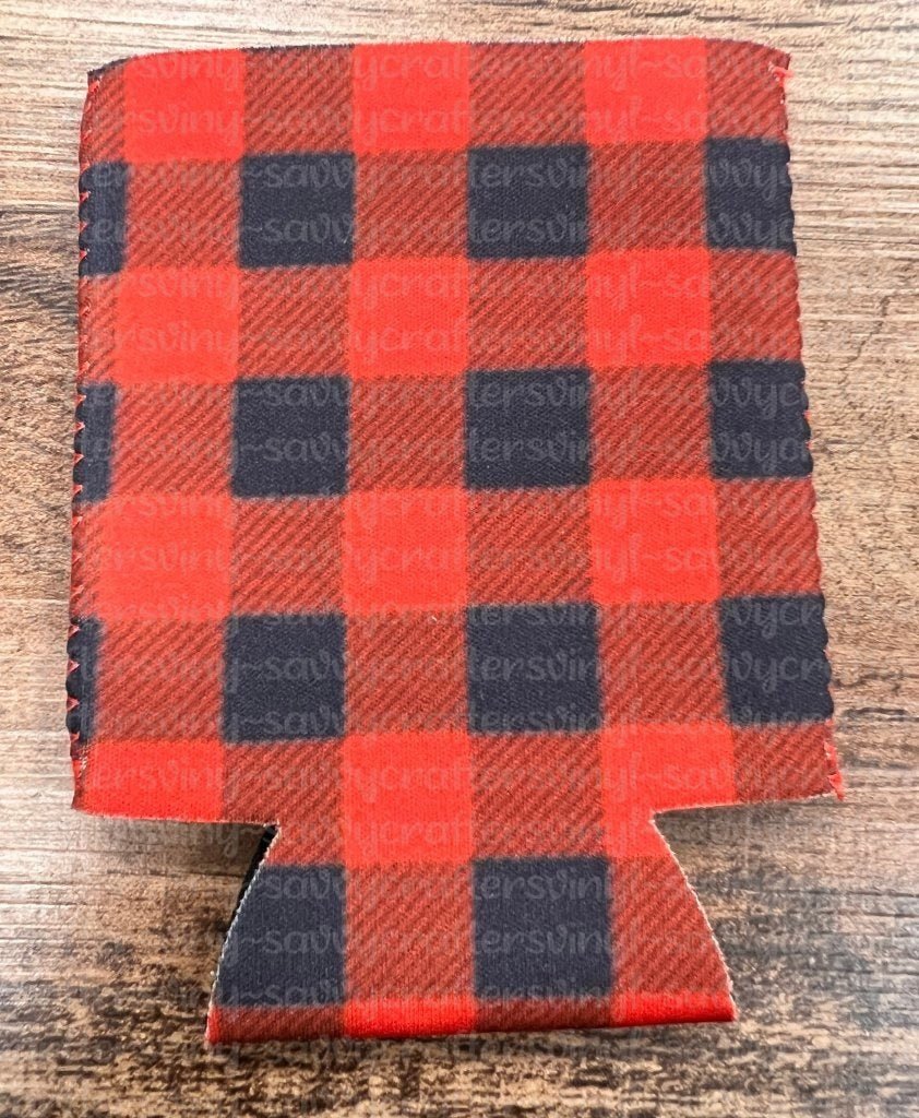 Red Plaid Koozie - Savvy Crafters Vinyl & Gifts