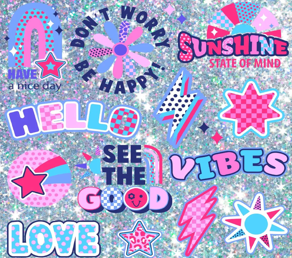 Trendy Glitter Hello Sparkle Tumbler Wrap - Savvy Crafters Vinyl & Gifts