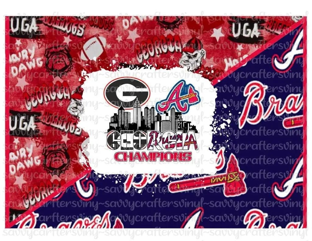 UGA Bulldogs Braves Tumbler Straight Wrap 20oz - Savvy Crafters Vinyl & Gifts