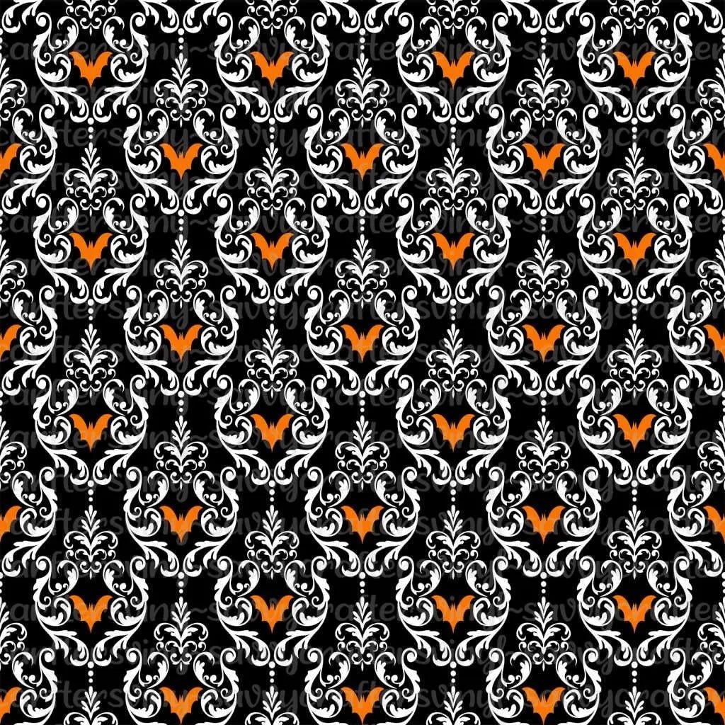 Vintage Bat Black White Orange - Savvy Crafters Vinyl & Gifts